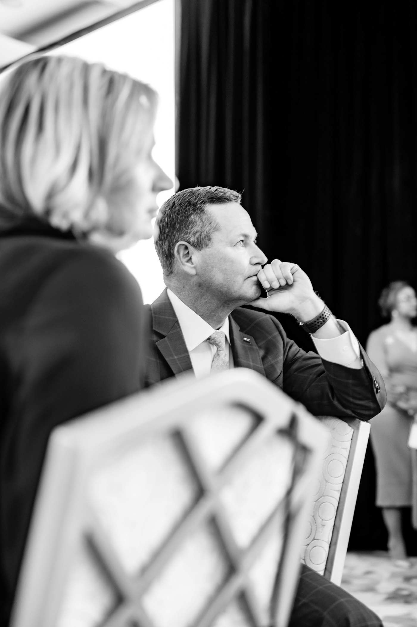 Matt Elliott listening intently during a conversation