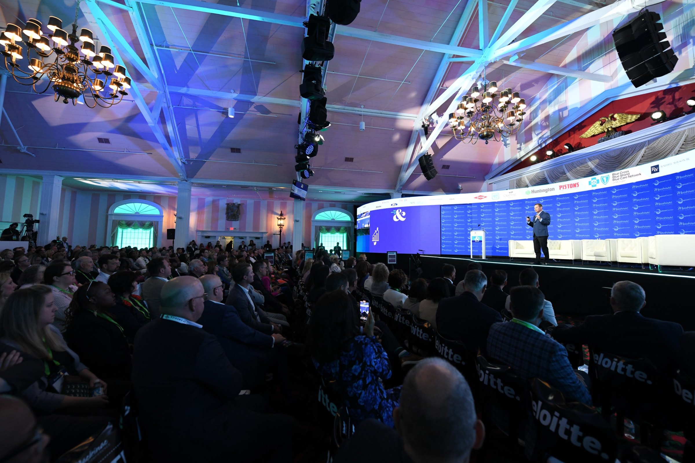 Matt Elliott speaking to a full room at the Mackinac Policy Conference